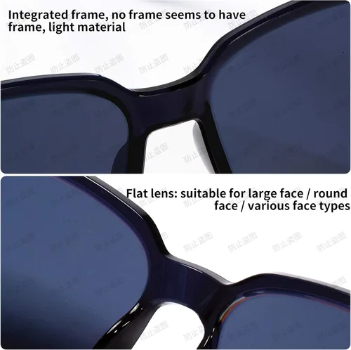Vista 8 de Gafas de sol cuadradas de plástico para hombre y mujer de color negro con diseño retro 100 de protección UV