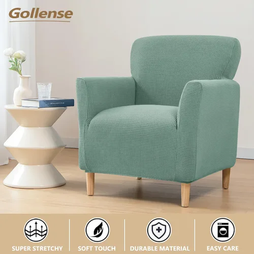 Vista 3 de Gollense Funda para sillón de banquete, fundas elásticas de lujo para silla de club con brazos, funda elástica para silla de club, antideslizante