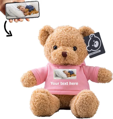 Vista 12 de Oso de peluche personalizado con texto + foto, oso de San Valentín, animales de peluche, juguetes de peluche como regalos personalizados para Negro