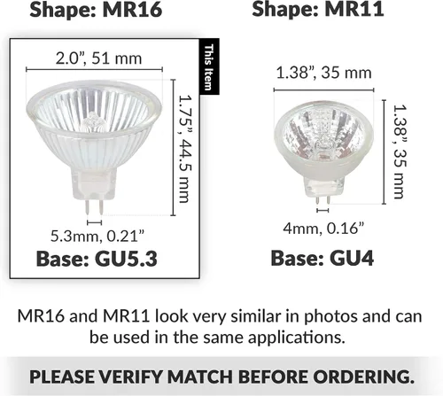 Vista 10 de Simba Lighting focos de luz LED MR16 halógenos de 20/35/50 W y 12 V, con base GU5 de 3 pines. Paquete de 10 unidades.