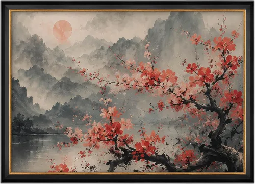 Vista 18 de MUDECOR Lienzo enmarcado prémium para pared, pinos nevados en bosque de invierno, ilustraciones modernas, arte contemporáneo, escénico, divertido
