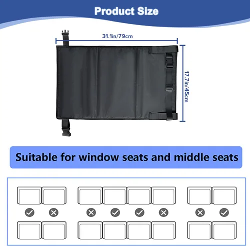 Vista 5 de Cama de avión para niños pequeños, extensor de asiento de avión para niños, esenciales de viaje para niños, reposapiés portátil para niños, cama