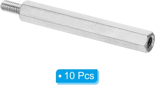 Vista 3 de PATIKIL M3x35mm+0.236 in - Separador hexagonal macho-hembra, paquete de 10 tornillos de separación de PCB de acero inoxidable para placas base
