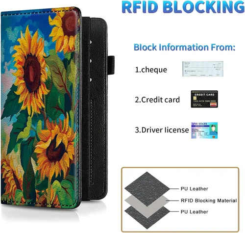 Vista 34 de Funda para chequera para hombres y mujeres, cartera de cuero RFID con ranuras para tarjetas de crédito, soporte de cheques duplicados personales