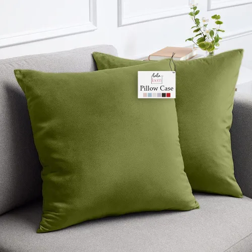 Vista 24 de lalaLOOM Fundas de almohada de terciopelo, juego de 2 almohadas cuadradas decorativas para el hogar, fundas suaves de acento, fundas de almohada