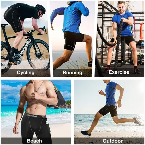 Vista 6 de Runhit - Pantalones cortos deportivos de compresión para hombre, de elastano para correr y entrenar