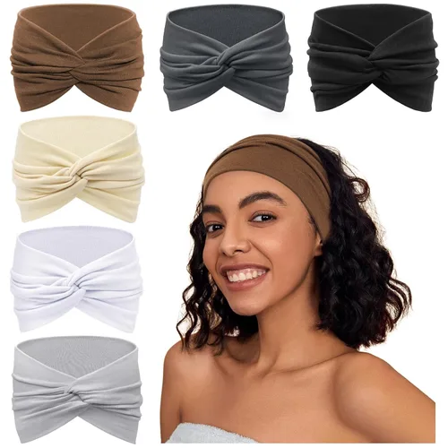 Vista 22 de Awumbuk Diademas anchas para mujeres anudadas antideslizantes bandas para la cabeza suaves diadema turbante accesorios para el cabello boho africano