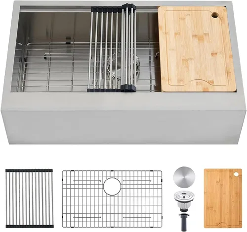 Vista 14 de SHACO Fregadero de barra de 15 x 15 pulgadas, fregadero de cocina pequeño de acero inoxidable de 15 pulgadas, fregadero de cocina pequeño de un solo