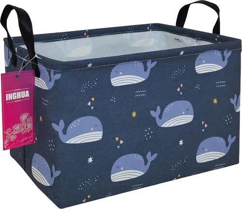 Vista 17 de Cesta de almacenamiento rectangular de tela con organizador de tela para juguetes, libros, ropa, regalos, mascotas - Perfecta para el hogar Rec
