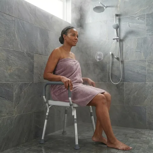 Vista 4 de NOVA Medical Products Asiento de baño y ducha con brazos, color blanco