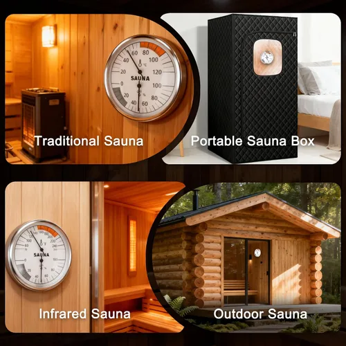 Vista 6 de Termómetro de sauna 2 en 1 e higrómetro, medidor preciso de temperatura y humedad para sala de sauna, saunas de vapor, accesorios de sauna
