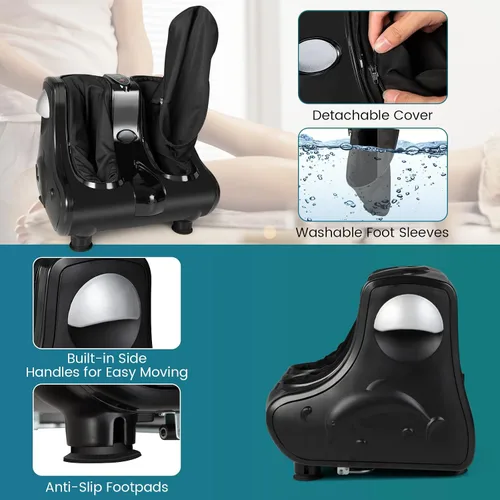 Vista 3 de ARLIME Masajeador de pies y pantorrillas con calor, máquina eléctrica Shiatsu, vibración de amasamiento profundo, masajeadores de compresión