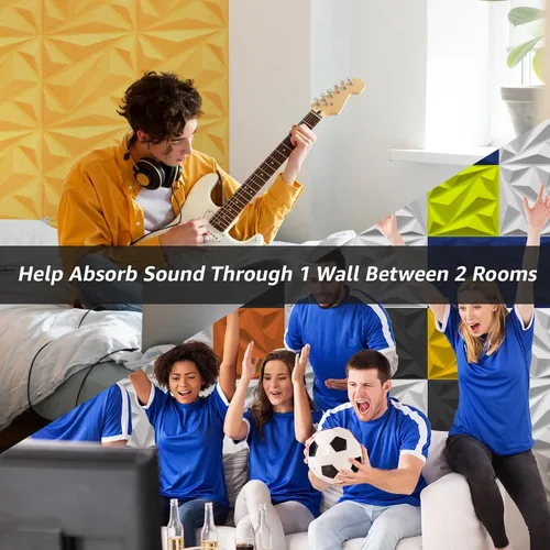 Vista 6 de Art3dwallpanels Paneles acústicos 20 unidades, paneles de pared insonorizados, paneles de amortiguación de sonido, paneles de pared 3D, paneles