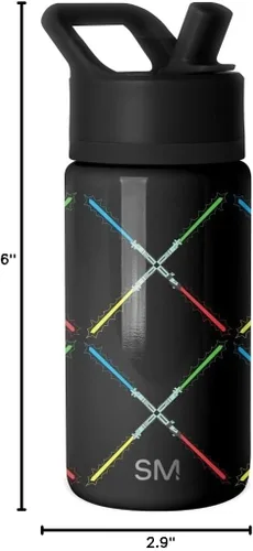 Vista 53 de Simple Modern DC Comics Batman - Botella de agua para niños con tapa con pajilla, vaso aislado de acero inoxidable de 14 onzas para niños, vaso a