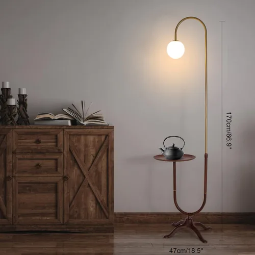 Vista 3 de OUKANING Lámpara de pie de decoración industrial con lámpara de escritorio rústica de metal ajustable, lámpara de libro para sala de estar