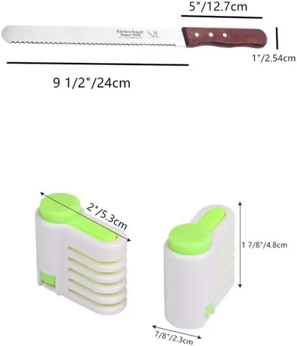 Vista 2 de 5 piezas de rebanadora de pasteles DIY, cortador de pan ajustable 5 capas, segmentación de pastel de pan, rebanada de tostada, divisor auxiliar