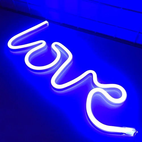 Vista 30 de Letrero de neón de amor para dormitorio, USB o batería, luz de neón para pared, luz de neón LED como letreros de pared de neón para niñas, letrero