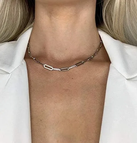 Vista 5 de Long tiantian Collar de oro grueso para mujer, collar de cadena gruesa en capas para mujer, collar punk, gargantilla gruesa, regalo de joyería