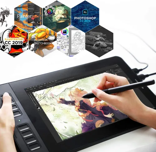 Vista 7 de GAOMON PD1161 Monitor de dibujo con soporte de inclinación de 11.6 pulgadas, pantalla de bolígrafo, tableta de dibujo gráfico con pantalla, lápiz