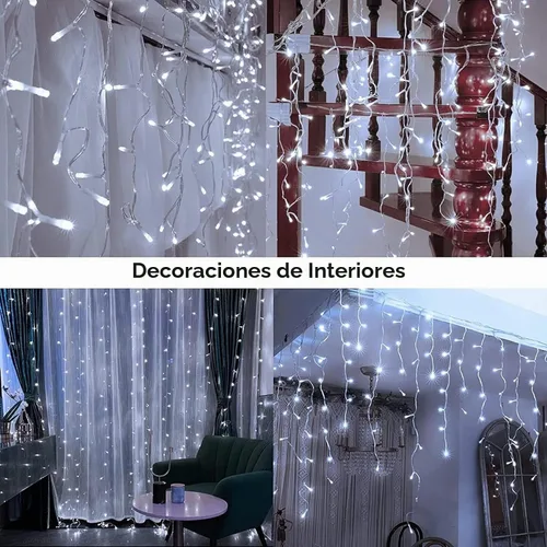 Vista 5 de KiflyTooin Luces Solares de Navidad para Exteriores Impermeables Luces de Cortina para Decoraciones de Navidad 320 LED 29.5 pies 60 Gotas, Luces