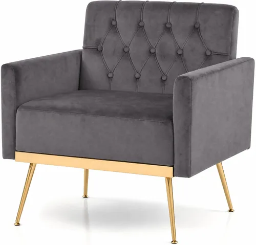 Vista 14 de KOMFOTT Velvet Accent Chair, Modern Tufted Arm Chair (1,Blue)