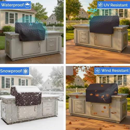 Vista 2 de Covers & All Cubierta de parrilla integrada para parrilla al aire libre – Resistente 18 oz impermeable cubierta de parrilla de barbacoa incorporada