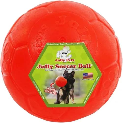 Vista 7 de Juguete para perros Jolly Pets - Pelota de fútbol flotante y rebotadora mediana, 6 pulgadas de diámetro, verde manzana (SB06 GR)