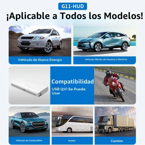 Vista 9 de Riloer Pantalla frontal para automóvil con chip GPS, brújula y sensor de luz, HUD con pantalla LED HD de 5.5 pulgadas (12.18 * 6.85cm), pantalla