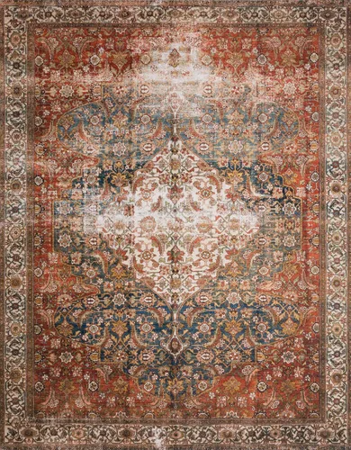 Vista 32 de Loloi - Alfombra decorativa Layla Collection LAY-07 Azul/Mandarina, 2 pies 3 pulgadas x 3 pies 9 pulgadas, 0,33 cm de espesor, suave, duradera