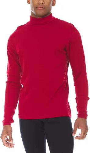 Vista 13 de 100% lana merino para hombre, cuello alto, capa base de manga larga de peso medio