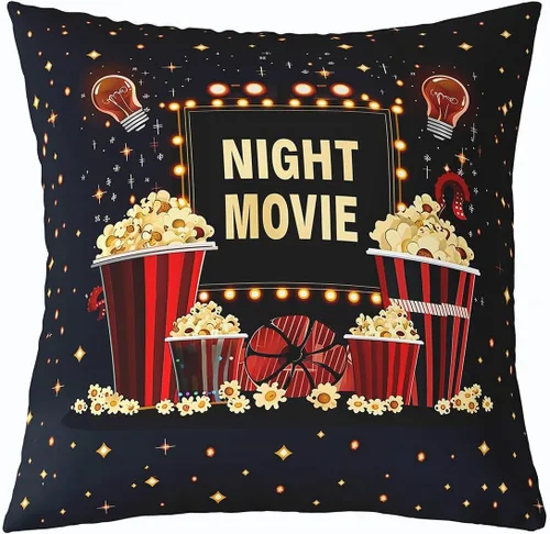 Vista 19 de Homewish Theater Cinema Poster Throw Pillow Covers (Pack of 1),Retro Movie Cushion Cover for Kids Boys Teens Popcorn Pillow Cases Movie Night Living