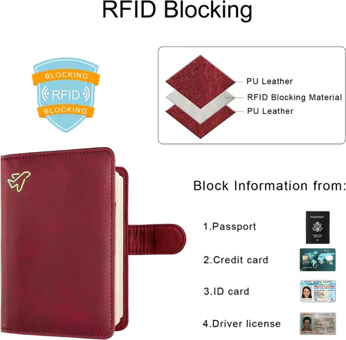 Vista 3 de WALNEW Funda para pasaporte de viaje, pasaporte, tarjetero, cartera