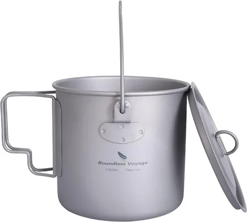 Vista 8 de Al aire libre 25.4 fl oz - 98.1 fl oz Titanio Pot con tapa Plegable Fianza Mango Camping Senderismo Picnic Ultraligero Botella de Agua Taza Taza