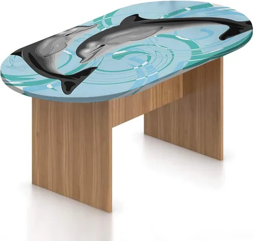Vista 19 de Mantel ovalado ajustable para mesa de patio, con bordes elásticos de poliéster, diseño de conejitos y nubes Kawaii con bonitos estampado