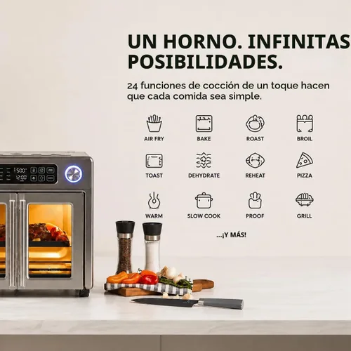 Vista 3 de Emeril Lagasse Combo de Horno Tostador y Freidora de Aire Extra Grande con Puerta Francesa, 24 Funciones de Cocción y Controles Digitales, 7