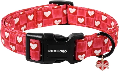 Vista 30 de DOGWONG Collar de Algodón para Perro, Collar para Perro de Cuadros Azules Resistente, Collar Suave y Duradero para Perro Macho, Lindo Collar de A