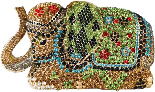 Vista 14 de Boutique De FGG Elefante de noche embragues bolsos de mano de metal cristal embrague Minaudiere boda carteras y bolsos nupciales