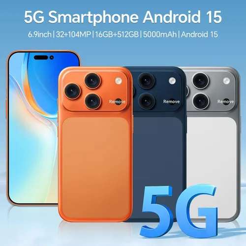 Vista 8 de Teléfonos desbloqueados, K17 PM 5G Android 15 Smartphone, 16+512GB Dual SIM Teléfono Celular, Pantalla HD+ de 6.9", Batería de 5000mAh, Cámara