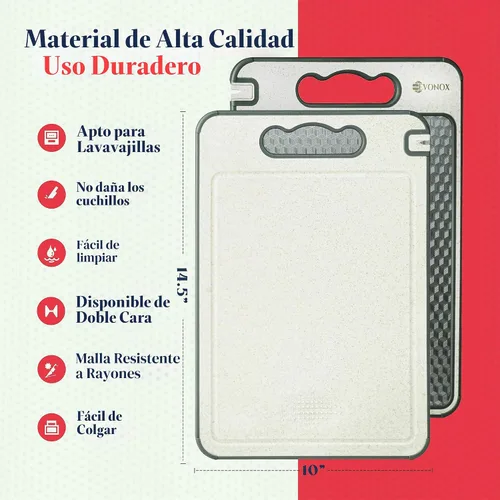 Vista 2 de Tabla de cortar de acero inoxidable para cocina, tabla de cortar de doble cara de grado alimenticio, ligera, apta para lavavajillas, fácil