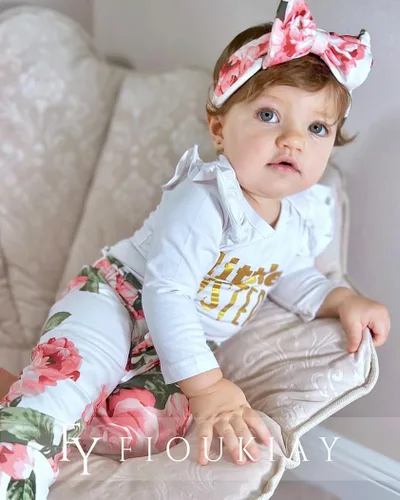 Vista 4 de fioukiay Ropa de bebé para niñas, conjuntos de mameluco acanalado para niños pequeños, conjuntos de ropa de otoño e invierno