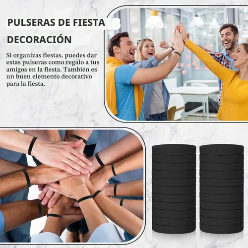 Vista 6 de Liliful 100 pulseras de goma de silicona, pulseras de goma para pulseras de silicona para mujeres y hombres (negro)
