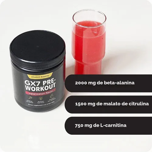Vista 3 de Suplemento para antes de ejercitar Alpha GX7, energía maximizada para entrenamientos, 8.64 oz, sabor sandía