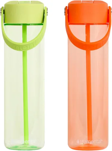 Vista 22 de Elemental Botella de agua Splash con pajilla, botella de agua reutilizable de plástico Tritan sin BPA con correa, ideal para viajes, gimnasio
