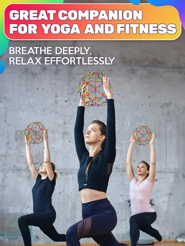 Vista 6 de Bola de respiración expandible para aliviar el estrés, esfera de bola expandible de 5.5 a 10.2 pulgadas con bordes lisos y diseño colorido, juguete