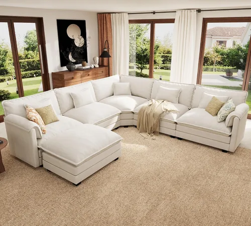 Vista 75 de Sofá modular de gran tamaño de 113 pulgadas, cómodo sofá en forma de L con funda extraíble, asiento ancho y profundo moderno para sala de estar
