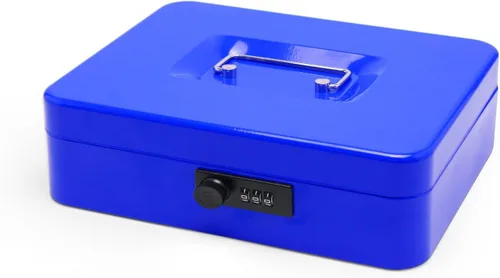 Vista 9 de Caja de efectivo de acero seguro con cerradura de combinación y bandeja extraíble, organizador de dinero de metal para uso doméstico y oficina Negro