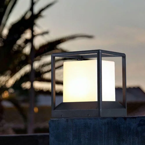 Vista 2 de Lámpara de poste moderna IP54 impermeable de aluminio LED lámpara de valla jardín paisaje césped linterna al aire libre columna luz cubierta