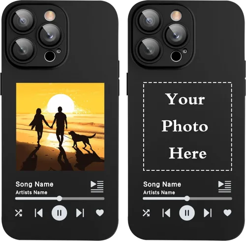Vista 2 de Funda de teléfono con placa de música personalizada para iPhone 16, 15, 14, 13, 12, 11 Pro Max Mini Plus Xr, diseña tu propia funda personalizada