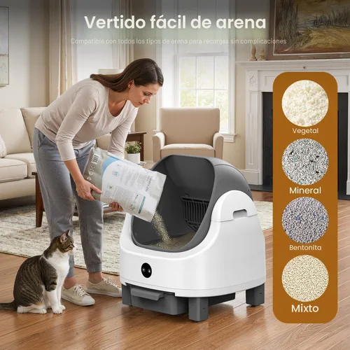 Vista 7 de OROLEY Caja de arena automática para gatos, caja de arena autolimpiante con monitoreo de aplicación, capacidad extragrande, sistema de control
