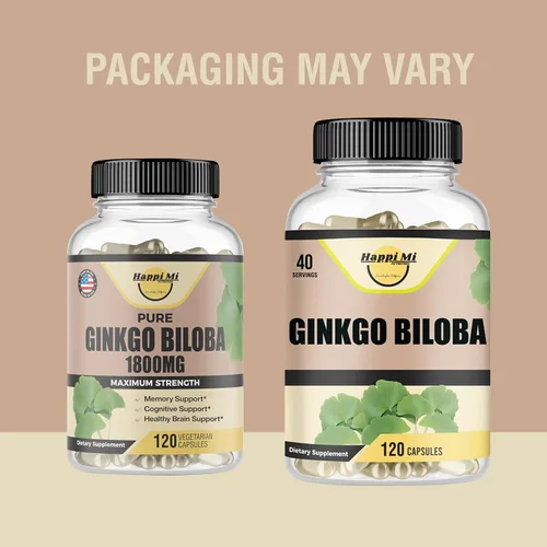 Vista 2 de Ginkgo Biloba 1800 mg, Ginkgo Biloba Organic, soporte de memoria y función cerebral, mejora la concentración y el apoyo cognitivo, claridad, 120